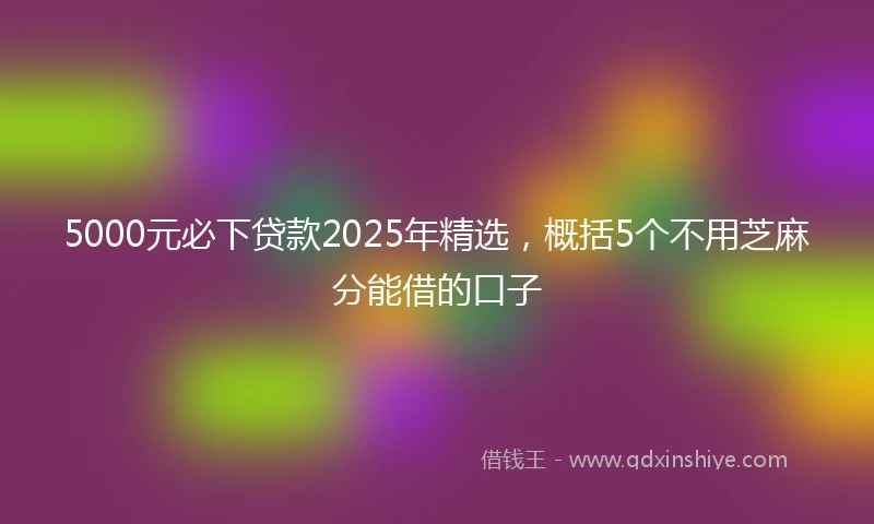5000元必下贷款2025年精选，概括5个不用芝麻分能借的口子