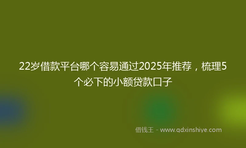 22岁借款平台哪个容易通过2025年推荐，梳理5个必下的小额贷款口子