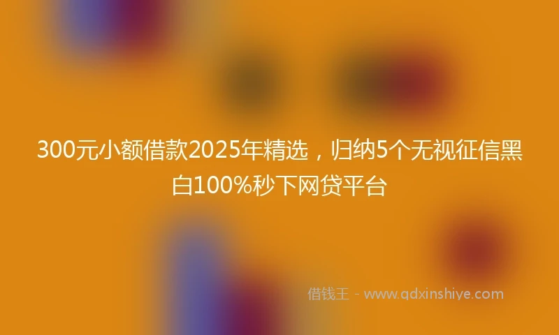300元小额借款2025年精选，归纳5个无视征信黑白100%秒下网贷平台