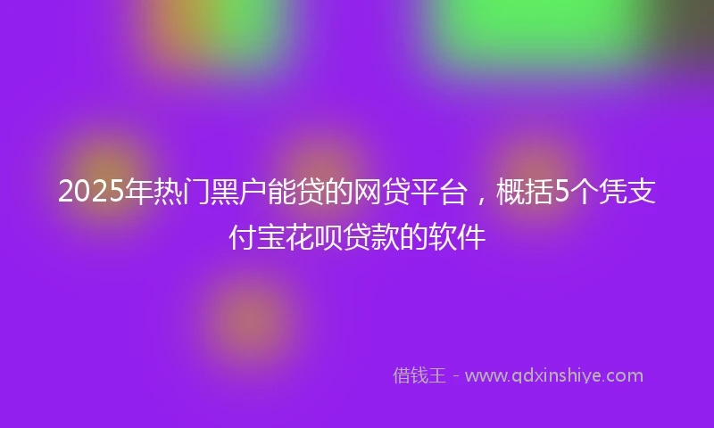 2025年热门黑户能贷的网贷平台，概括5个凭支付宝花呗贷款的软件