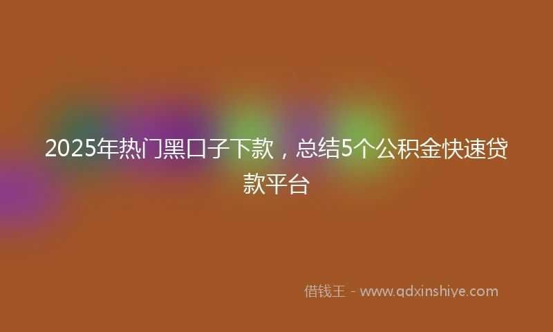 2025年热门黑口子下款，总结5个公积金快速贷款平台