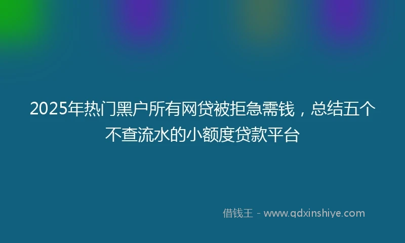 2025年热门黑户所有网贷被拒急需钱，总结五个不查流水的小额度贷款平台