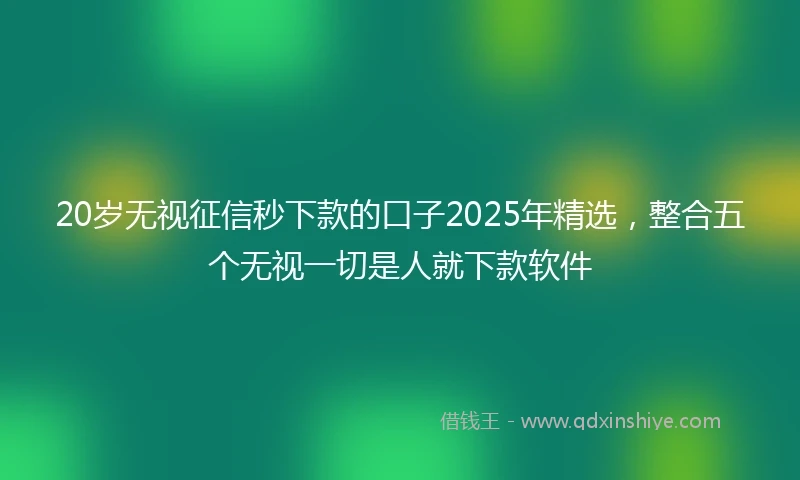 20岁无视征信秒下款的口子2025年精选，整合五个无视一切是人就下款软件