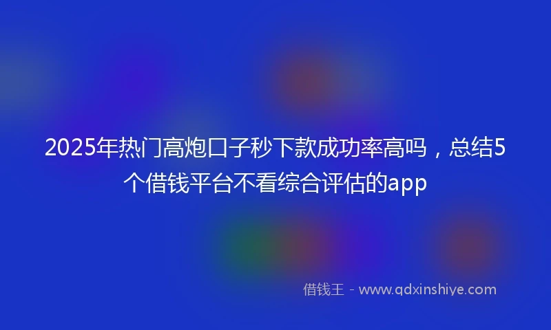 2025年热门高炮口子秒下款成功率高吗，总结5个借钱平台不看综合评估的app