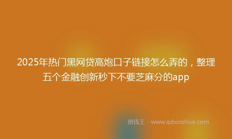 2025年热门黑网贷高炮口子链接怎么弄的，整理五个金融创新秒下不要芝麻分的app