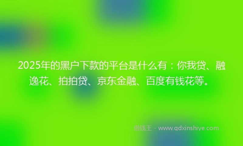 2025年的黑户下款的平台是什么有：你我贷、融逸花、拍拍贷、京东金融、百度有钱花等。