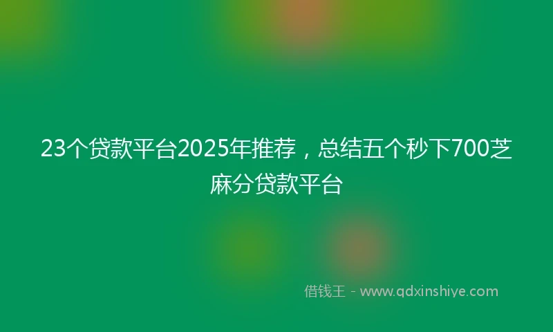 23个贷款平台2025年推荐，总结五个秒下700芝麻分贷款平台
