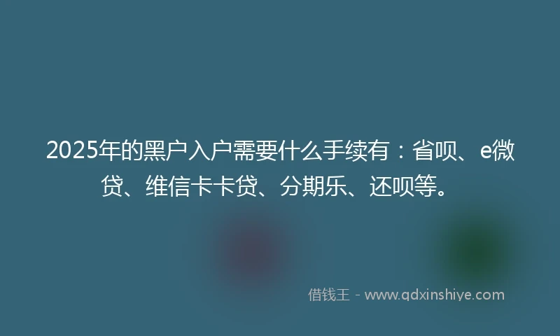 2025年的黑户入户需要什么手续有：省呗、e微贷、维信卡卡贷、分期乐、还呗等。