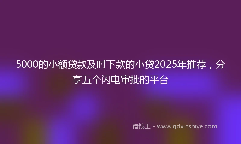 5000的小额贷款及时下款的小贷2025年推荐，分享五个闪电审批的平台