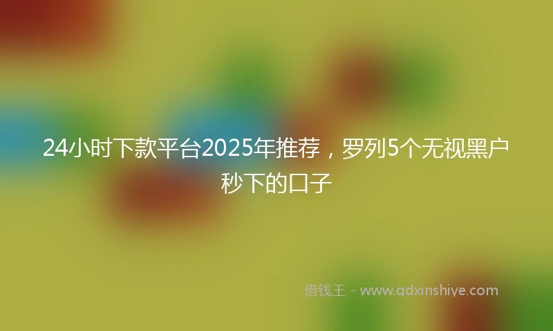 24小时下款平台2025年推荐，罗列5个无视黑户秒下的口子