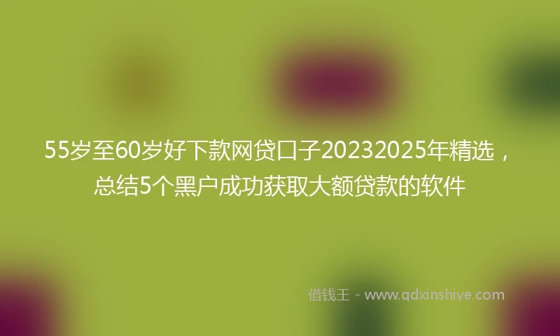 55岁至60岁好下款网贷口子20232025年精选，总结5个黑户成功获取大额贷款的软件