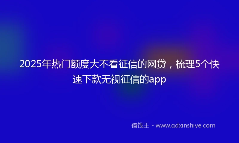 2025年热门额度大不看征信的网贷，梳理5个快速下款无视征信的app