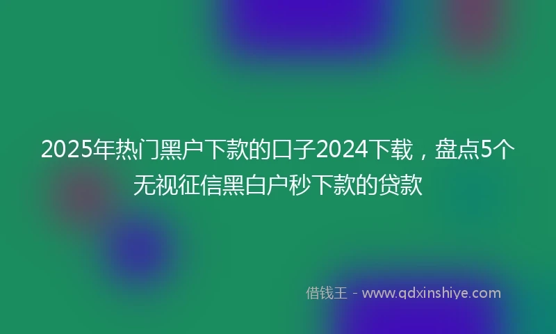 2025年热门黑户下款的口子2024下载,盘点5个无视征信黑白户秒下款的贷款