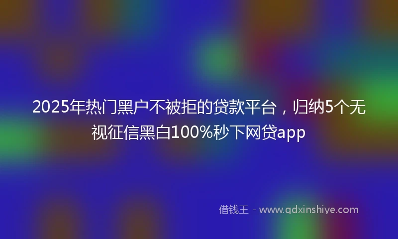 2025年热门黑户不被拒的贷款平台，归纳5个无视征信黑白100%秒下网贷app
