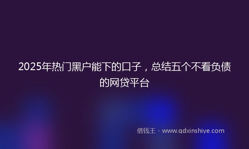 2025年热门黑户能下的口子，总结五个不看负债的网贷平台