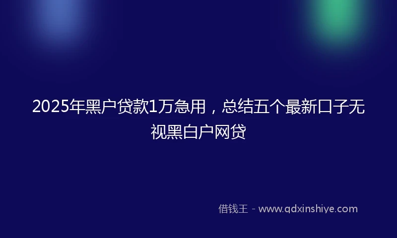 2025年黑户贷款1万急用，总结五个最新口子无视黑白户网贷
