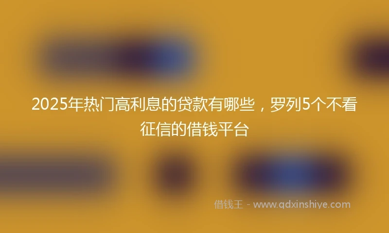 2025年热门高利息的贷款有哪些，罗列5个不看征信的借钱平台
