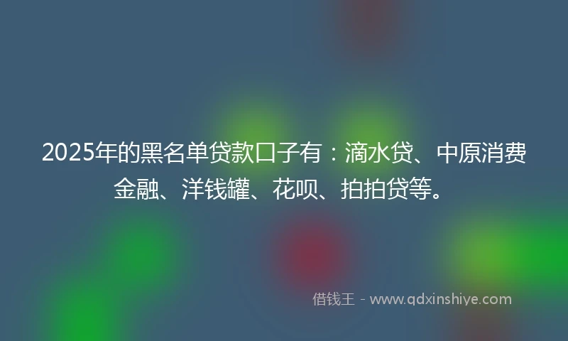 2025年的黑名单贷款口子有：滴水贷、中原消费金融、洋钱罐、花呗、拍拍贷等。