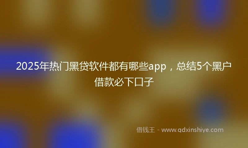 2025年热门黑贷软件都有哪些app，总结5个黑户借款必下口子