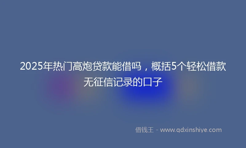 2025年热门高炮贷款能借吗，概括5个轻松借款无征信记录的口子