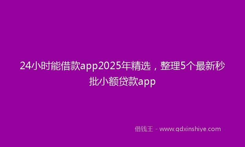 24小时能借款app2025年精选，整理5个最新秒批小额贷款app