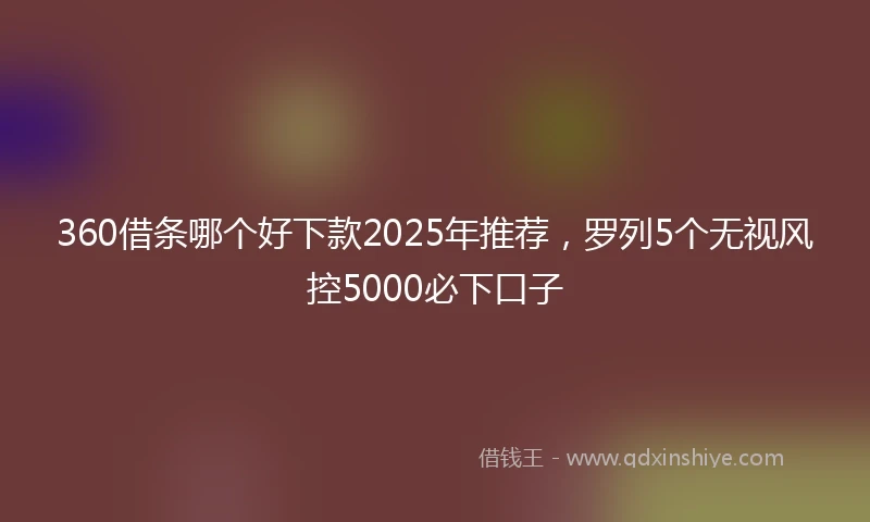 360借条哪个好下款2025年推荐，罗列5个无视风控5000必下口子