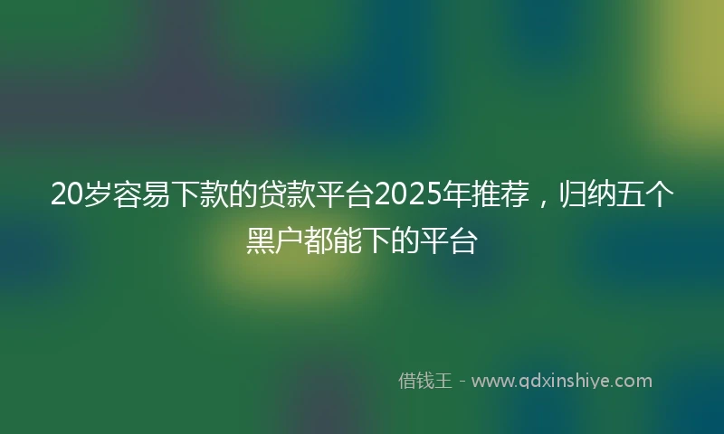 20岁容易下款的贷款平台2025年推荐，归纳五个黑户都能下的平台