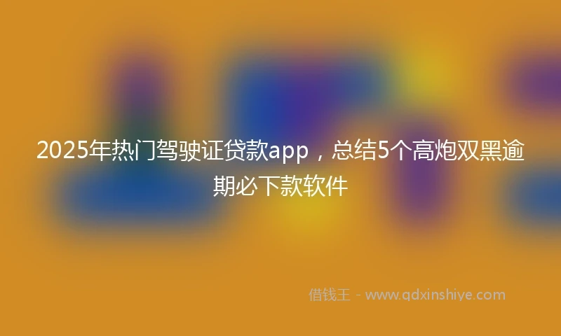 2025年热门驾驶证贷款app，总结5个高炮双黑逾期必下款软件