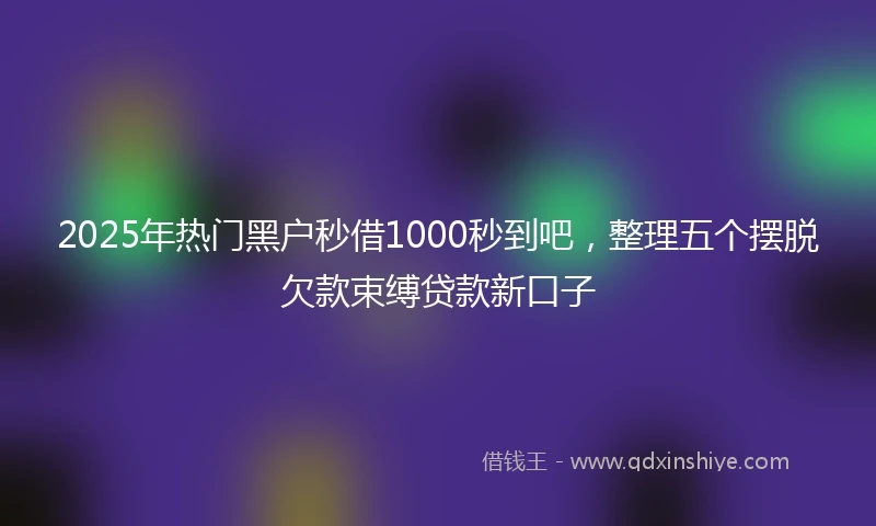 2025年热门黑户秒借1000秒到吧，整理五个摆脱欠款束缚贷款新口子