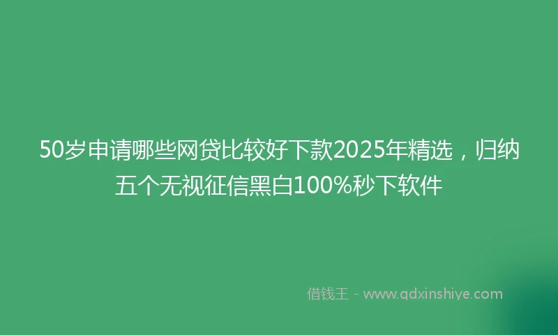 50岁申请哪些网贷比较好下款2025年精选，归纳五个无视征信黑白100%秒下软件