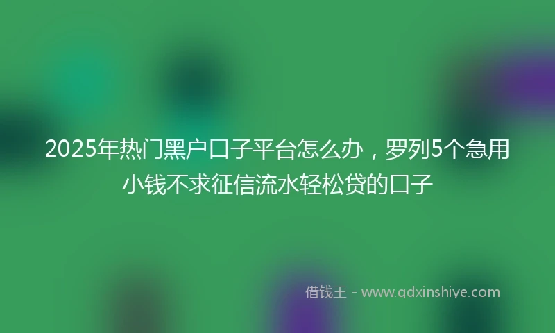 2025年热门黑户口子平台怎么办，罗列5个急用小钱不求征信流水轻松贷的口子