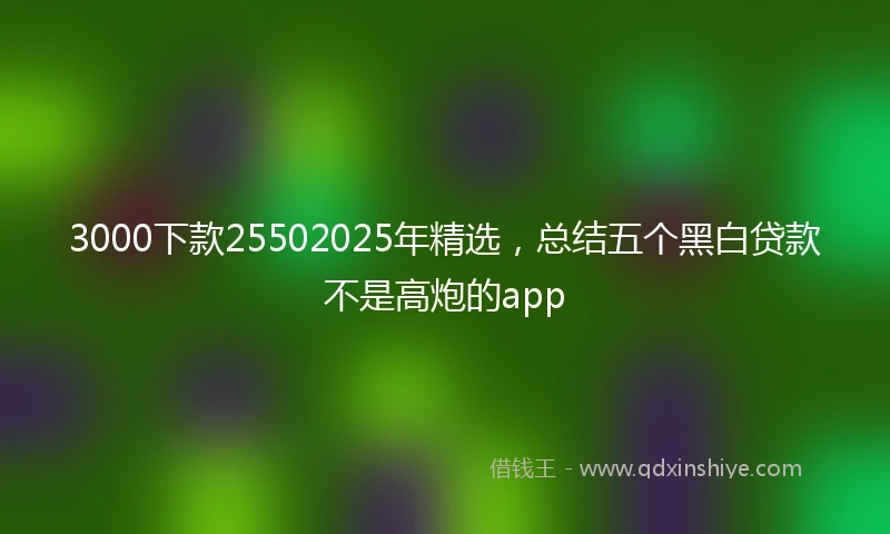3000下款25502025年精选，总结五个黑白贷款不是高炮的app
