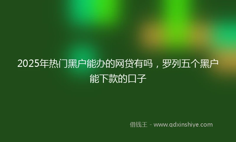 2025年热门黑户能办的网贷有吗，罗列五个黑户能下款的口子