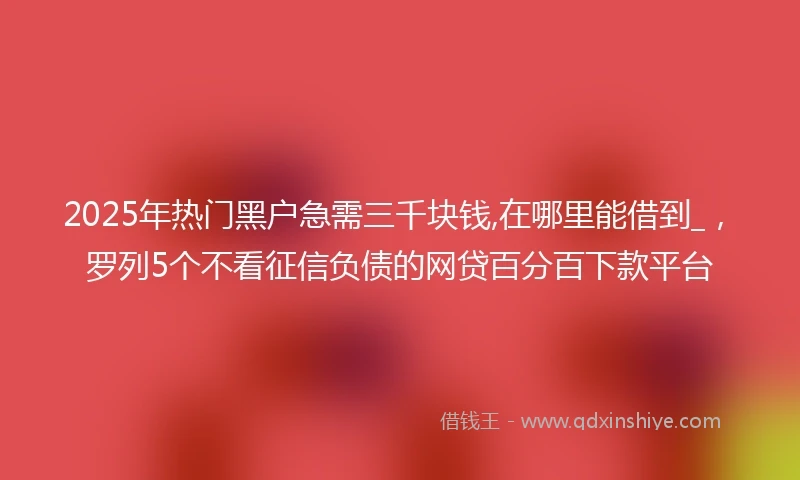 2025年热门黑户急需三千块钱,在哪里能借到_，罗列5个不看征信负债的网贷百分百下款平台