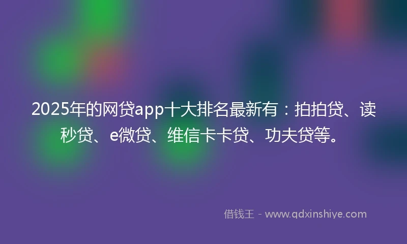 2025年的网贷app十大排名最新有：拍拍贷、读秒贷、e微贷、维信卡卡贷、功夫贷等。