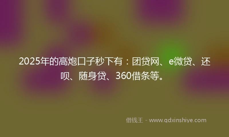 2025年的高炮口子秒下有:团贷网、e微贷、还呗、随身贷、360借条等。