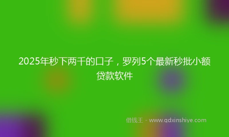 2025年秒下两千的口子，罗列5个最新秒批小额贷款软件