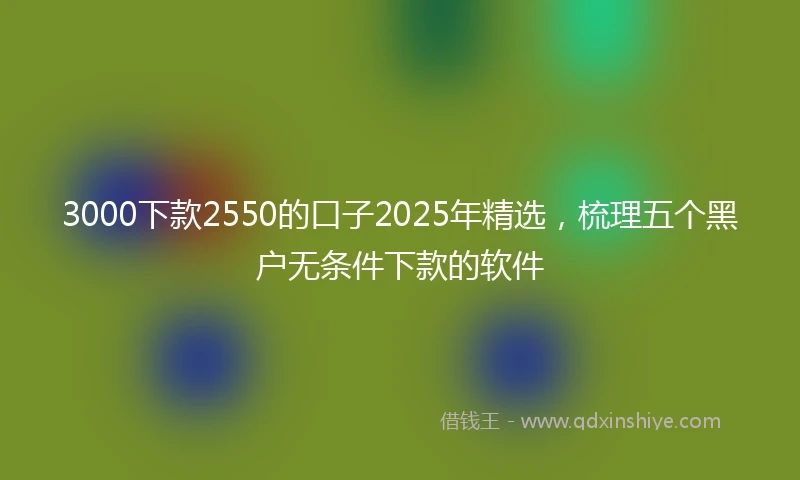3000下款2550的口子2025年精选，梳理五个黑户无条件下款的软件