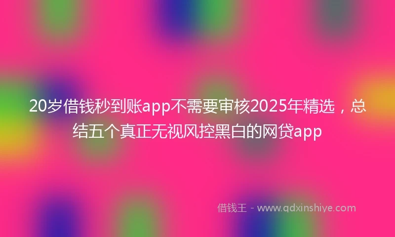 20岁借钱秒到账app不需要审核2025年精选，总结五个真正无视风控黑白的网贷app