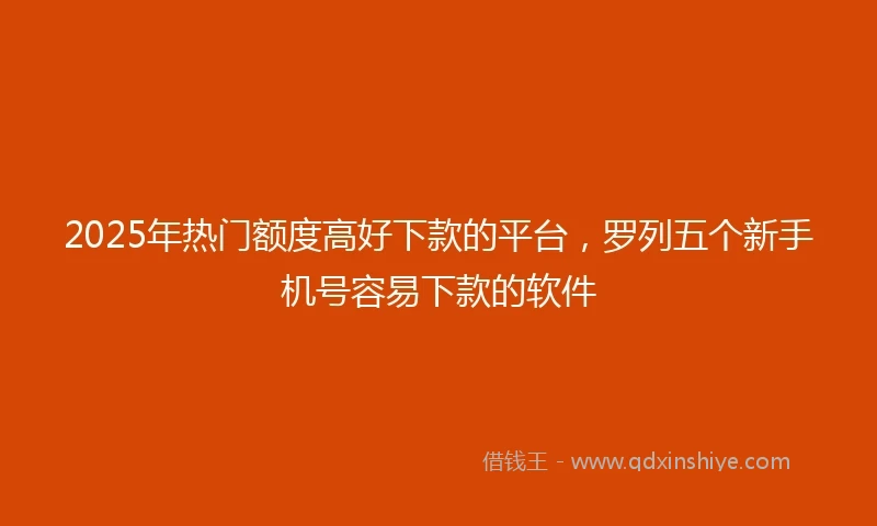 2025年热门额度高好下款的平台，罗列五个新手机号容易下款的软件