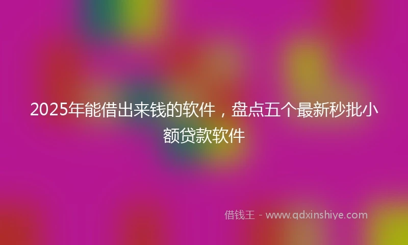 2025年能借出来钱的软件，盘点五个最新秒批小额贷款软件