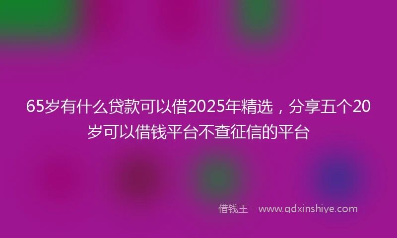 65岁有什么贷款可以借2025年精选，分享五个20岁可以借钱平台不查征信的平台