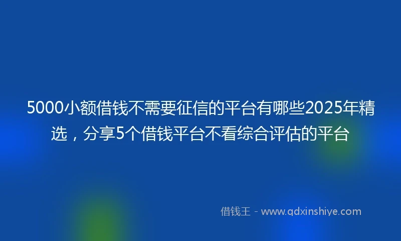 5000小额借钱不需要征信的平台有哪些2025年精选，分享5个借钱平台不看综合评估的平台