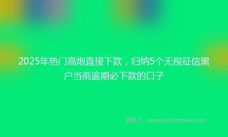 2025年热门高炮直接下款，归纳5个无视征信黑户当前逾期必下款的口子