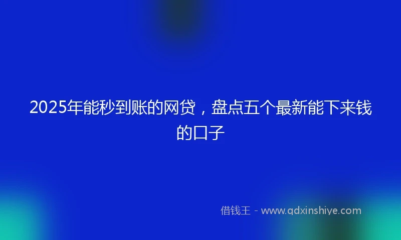 2025年能秒到账的网贷，盘点五个最新能下来钱的口子