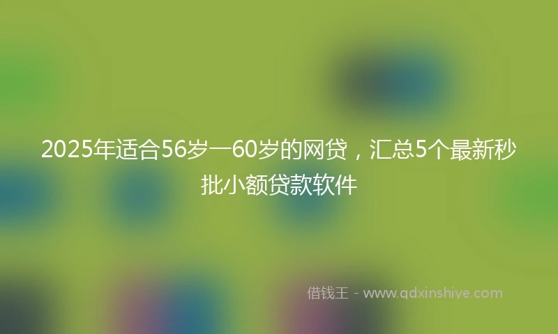 2025年适合56岁一60岁的网贷，汇总5个最新秒批小额贷款软件