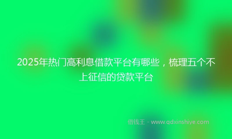2025年热门高利息借款平台有哪些，梳理五个不上征信的贷款平台