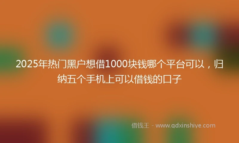 2025年热门黑户想借1000块钱哪个平台可以，归纳五个手机上可以借钱的口子