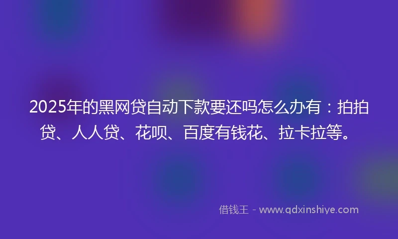 2025年的黑网贷自动下款要还吗怎么办有：拍拍贷、人人贷、花呗、百度有钱花、拉卡拉等。