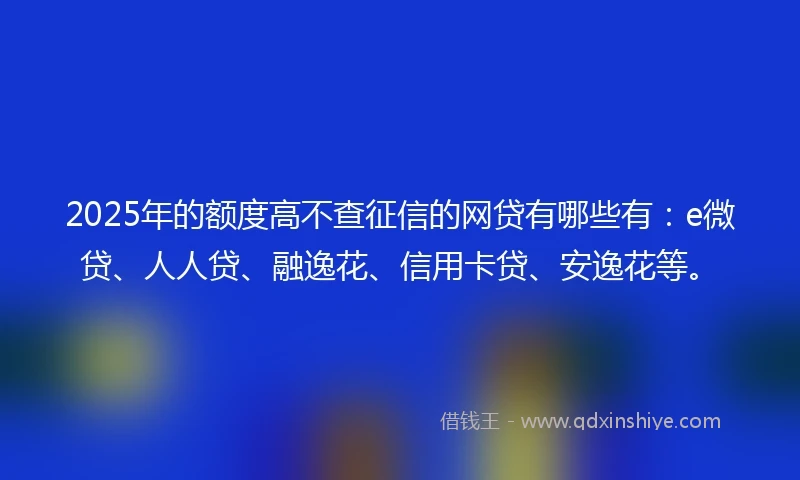 2025年的额度高不查征信的网贷有哪些有：e微贷、人人贷、融逸花、信用卡贷、安逸花等。